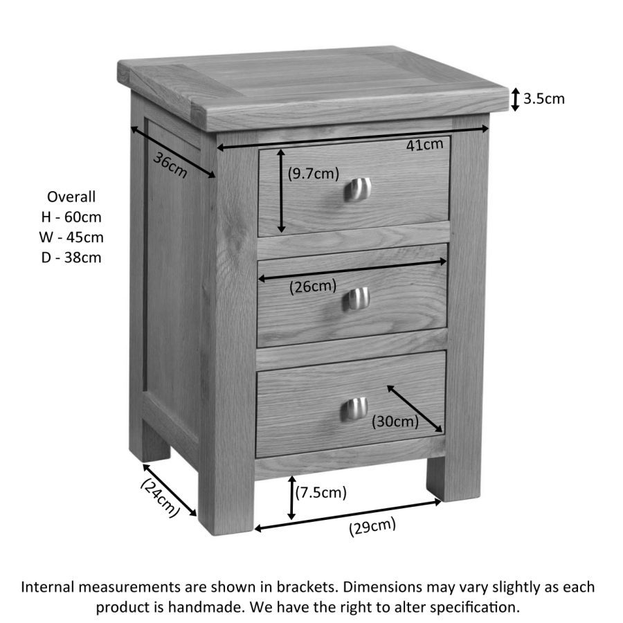 Darcy 3 Drawer Bedside - Image 6