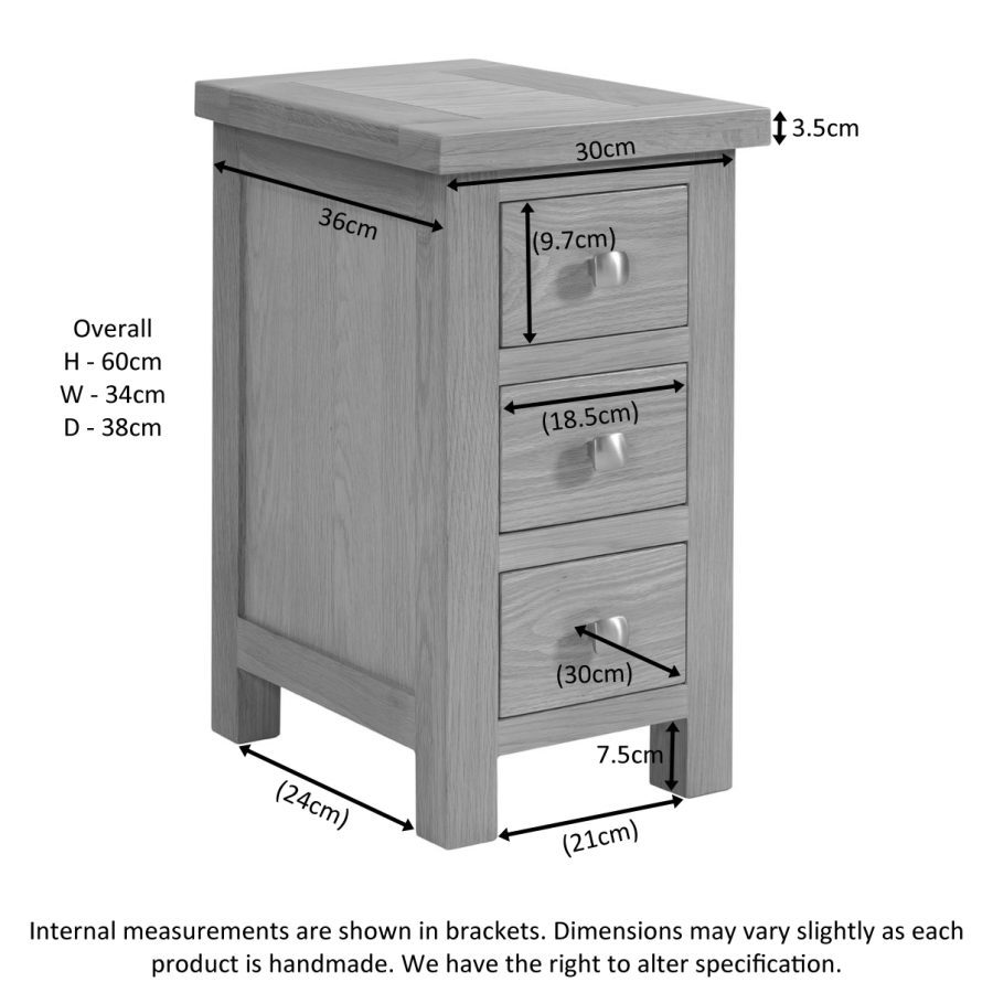 Dora Compact 3 Drawer Bedside - Image 4