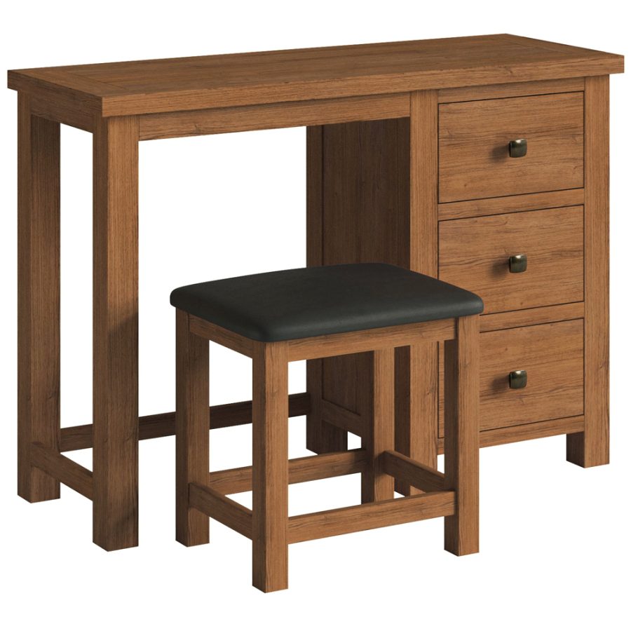 Dora Single Pedestal Dressing Table + Stool
