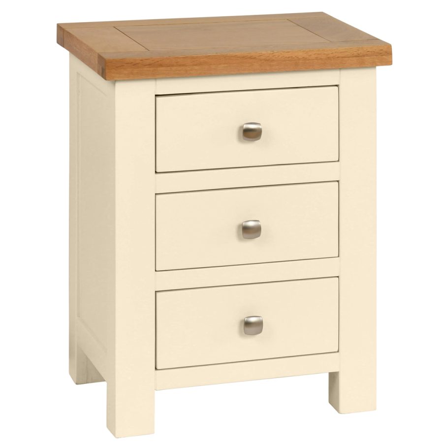 Dawn 3 Drawer Bedside in Ivory