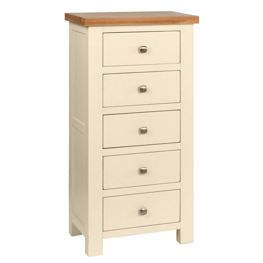 Dawn 5 Drawer Tall Chest in Ivory