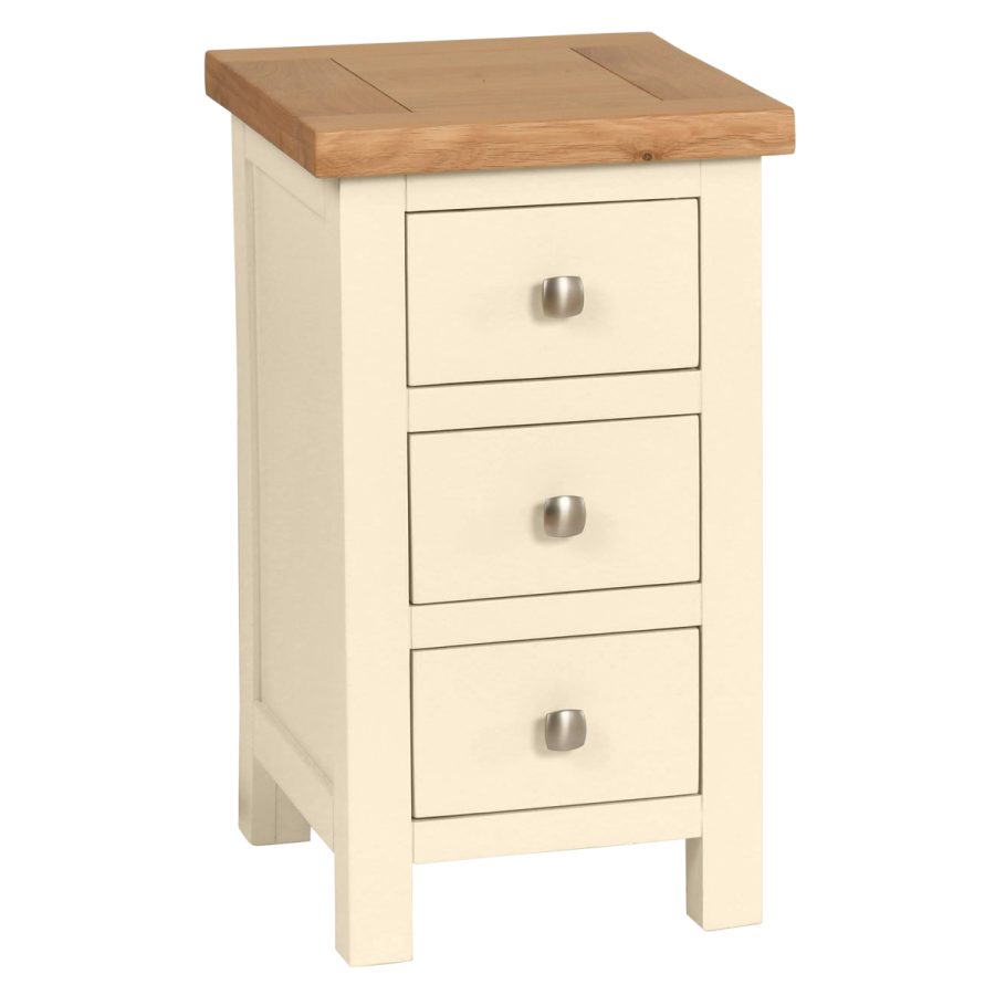 Dawn Compact 3 Drawer Bedside in Ivory