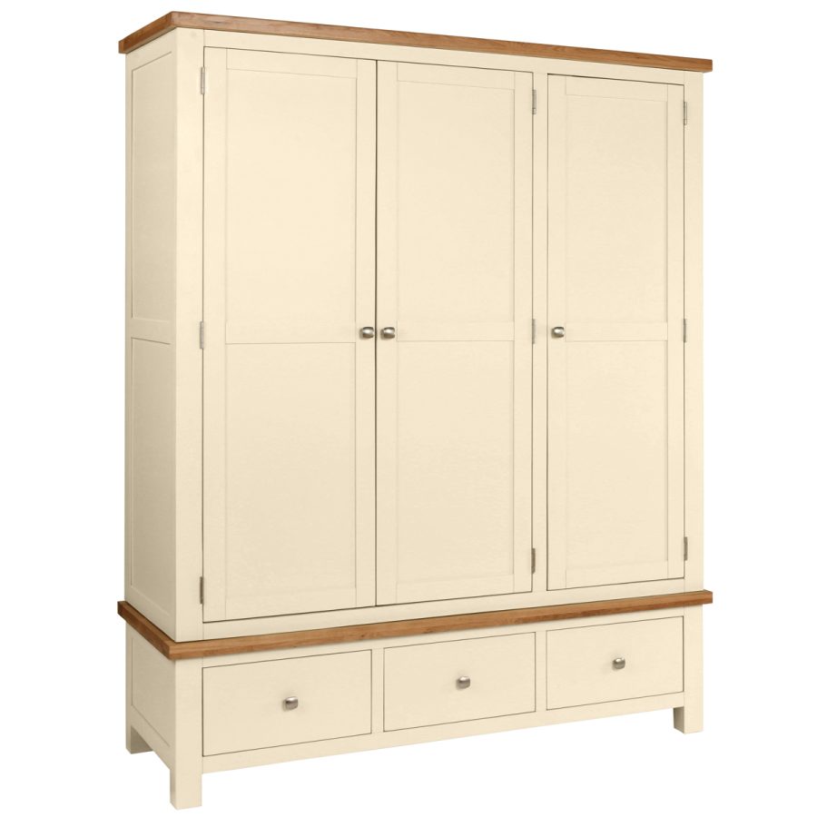 Dawn Triple Wardrobe With 3 Drawers in Ivory