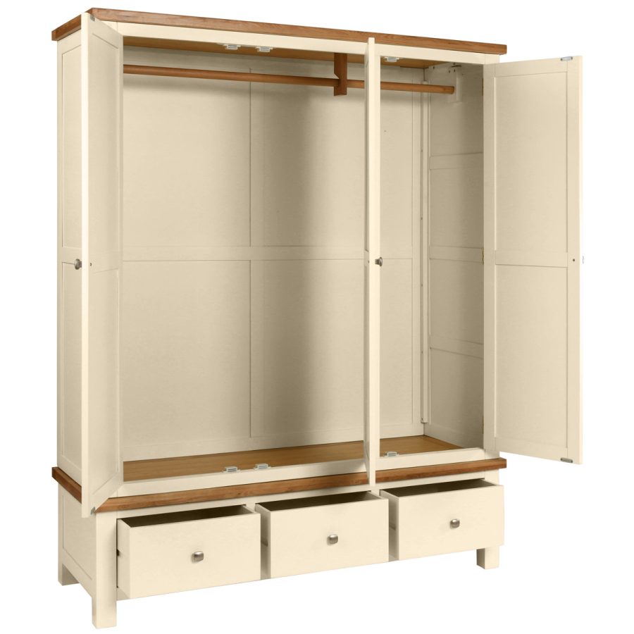 Dawn Triple Wardrobe With 3 Drawers in Ivory - Image 2