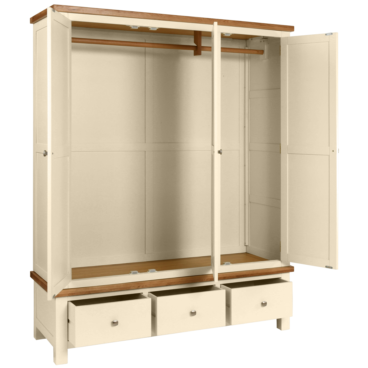 Dawn Triple Wardrobe With 3 Drawers in Ivory - Image 2