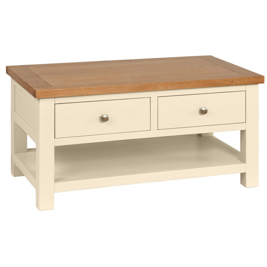 Dawn Coffee Table With 2 Drawers in Ivory