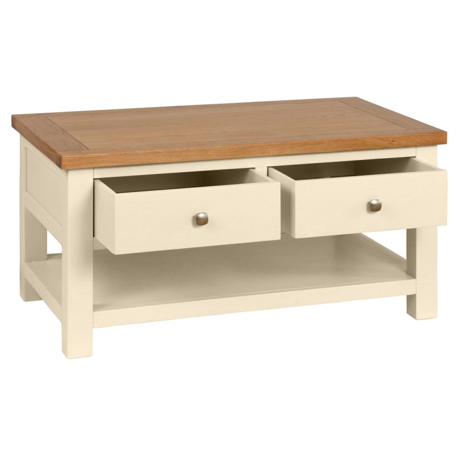 Dawn Coffee Table With 2 Drawers in Ivory - Image 2