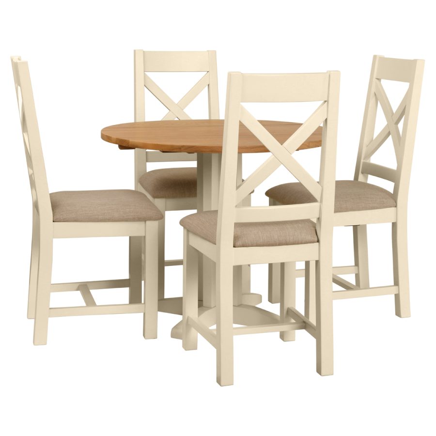 Dawn Drop Leaf Dining Table 90 cm in Ivory - Image 4