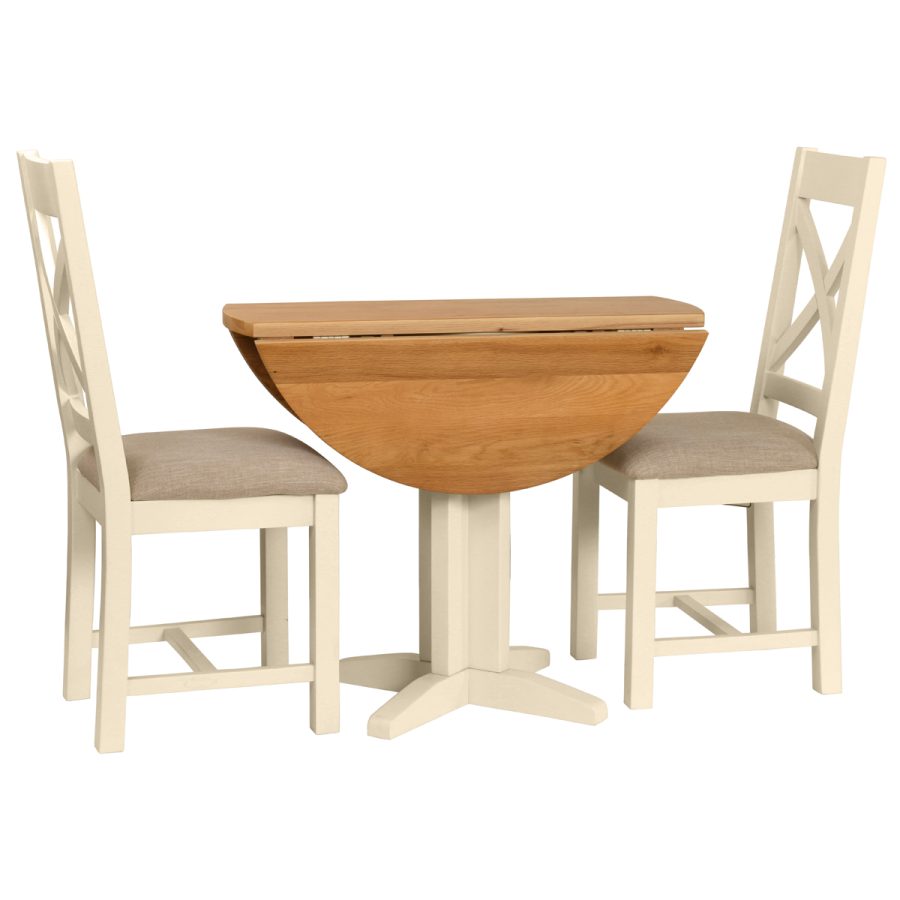 Dawn Drop Leaf Dining Table 90 cm in Ivory - Image 3