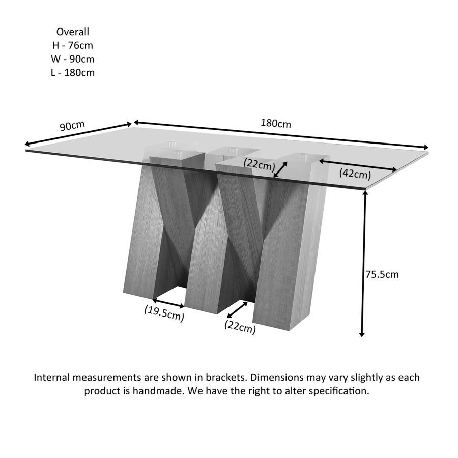 Nina Large Glass Fixed Dining Table - 180cm - (Smoked Glass) - Image 5