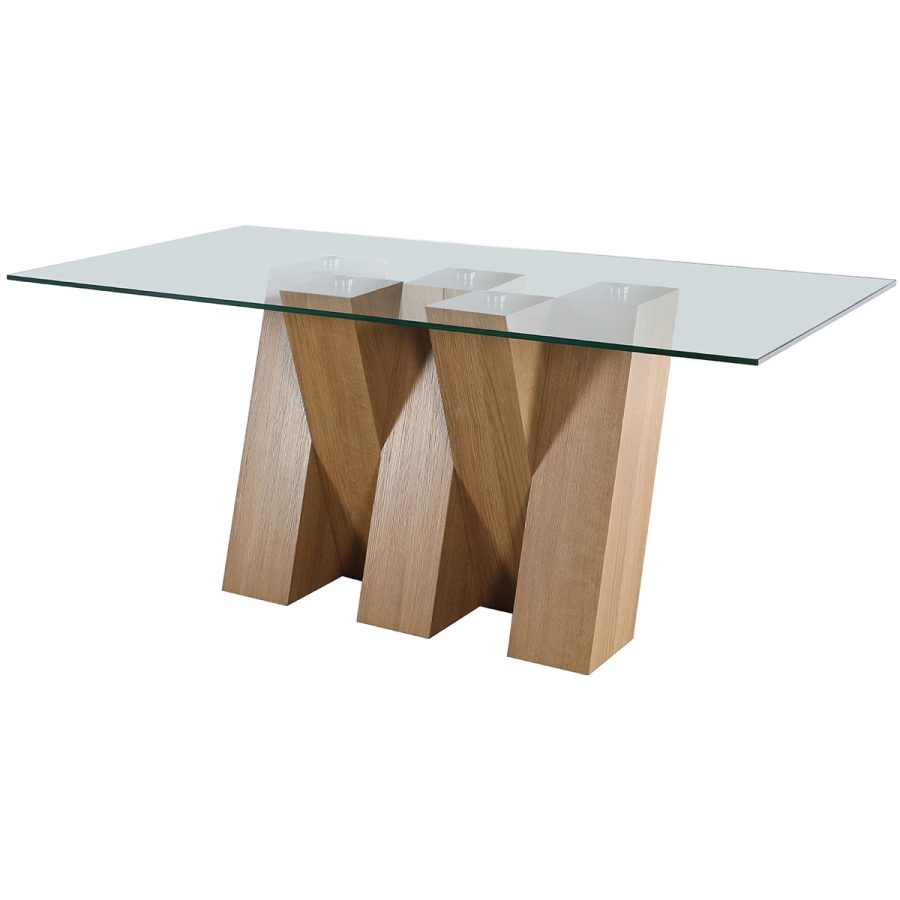 Nina Large Glass Fixed Dining Table - 180cm - (Clear Glass)