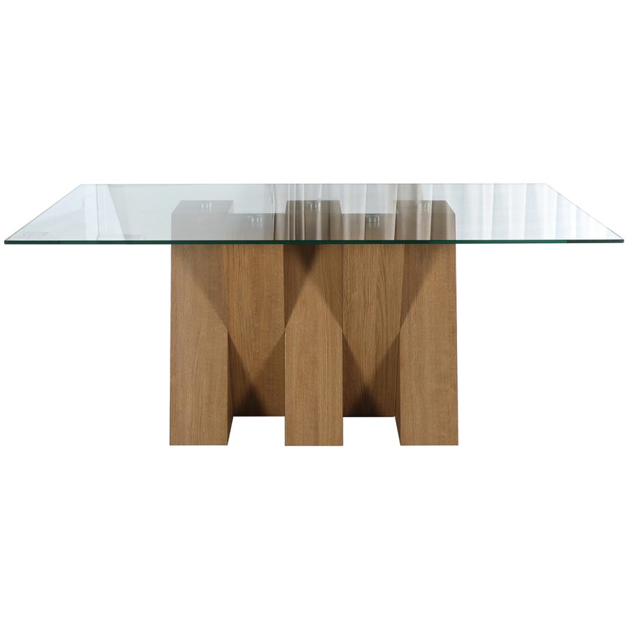 Nina Large Glass Fixed Dining Table - 180cm - (Clear Glass) - Image 2