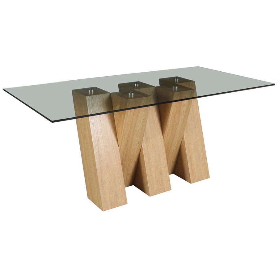 Nina Large Glass Fixed Dining Table - 180cm - (Smoked Glass)