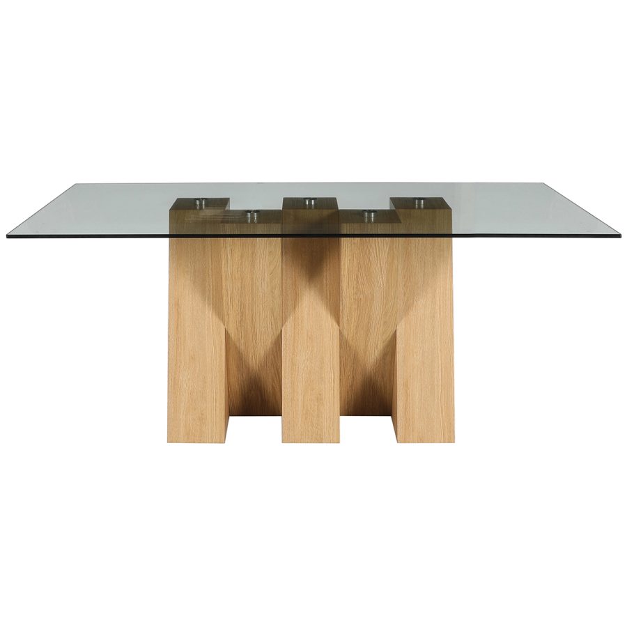 Nina Large Glass Fixed Dining Table - 180cm - (Smoked Glass) - Image 2