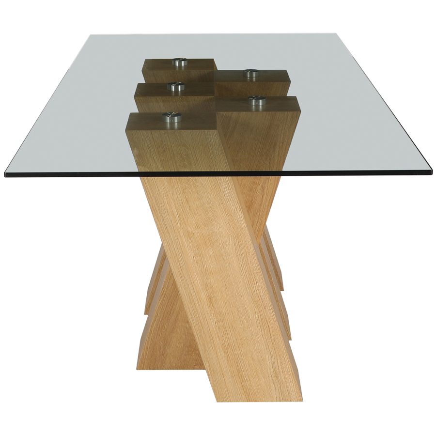 Nina Large Glass Fixed Dining Table - 180cm - (Smoked Glass) - Image 3