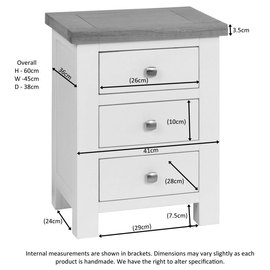 Dawn 3 Drawer Bedside in Ivory - Image 6