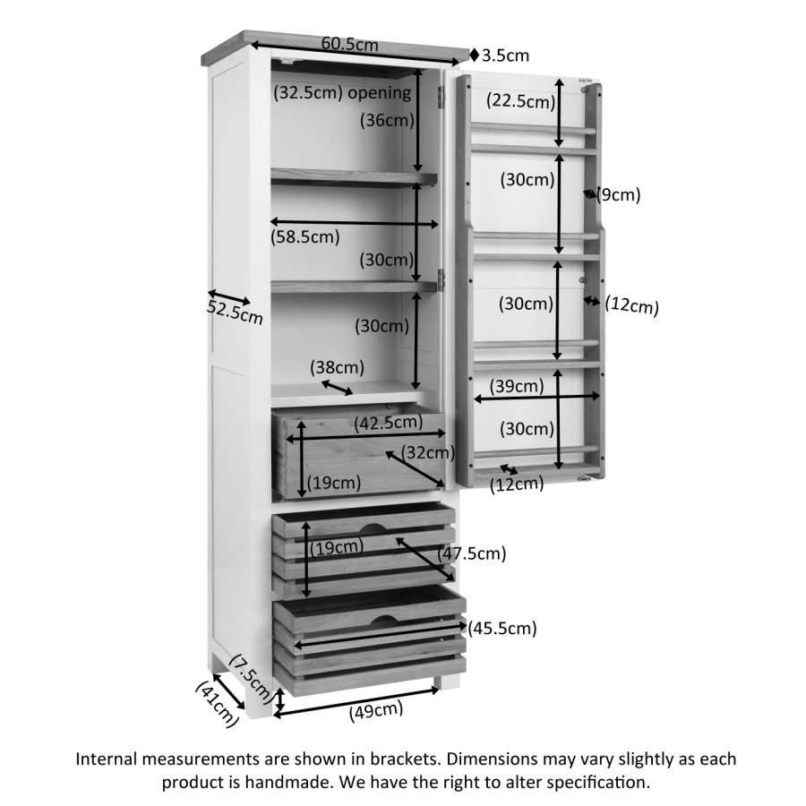 Dawn Single Larder Cupboard in Moon Grey - Image 3