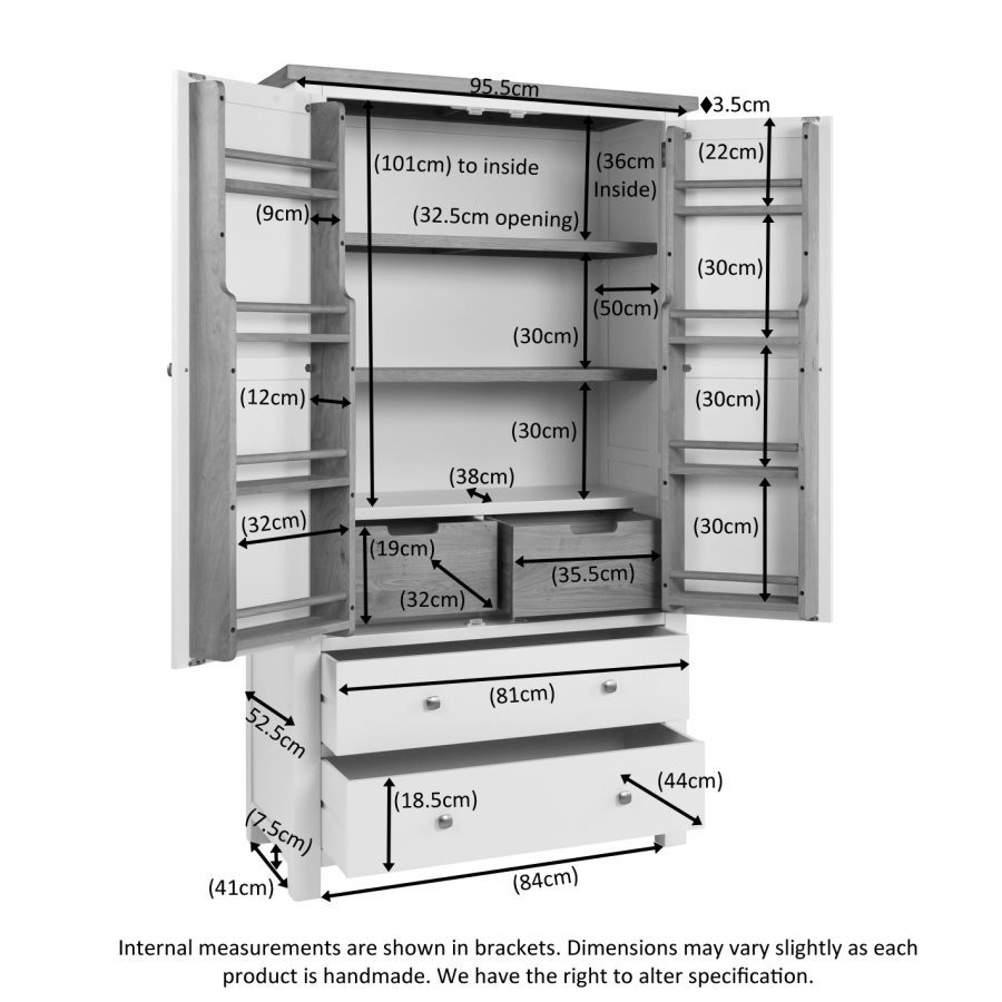 Dawn Double Larder Cupboard in White - Image 3