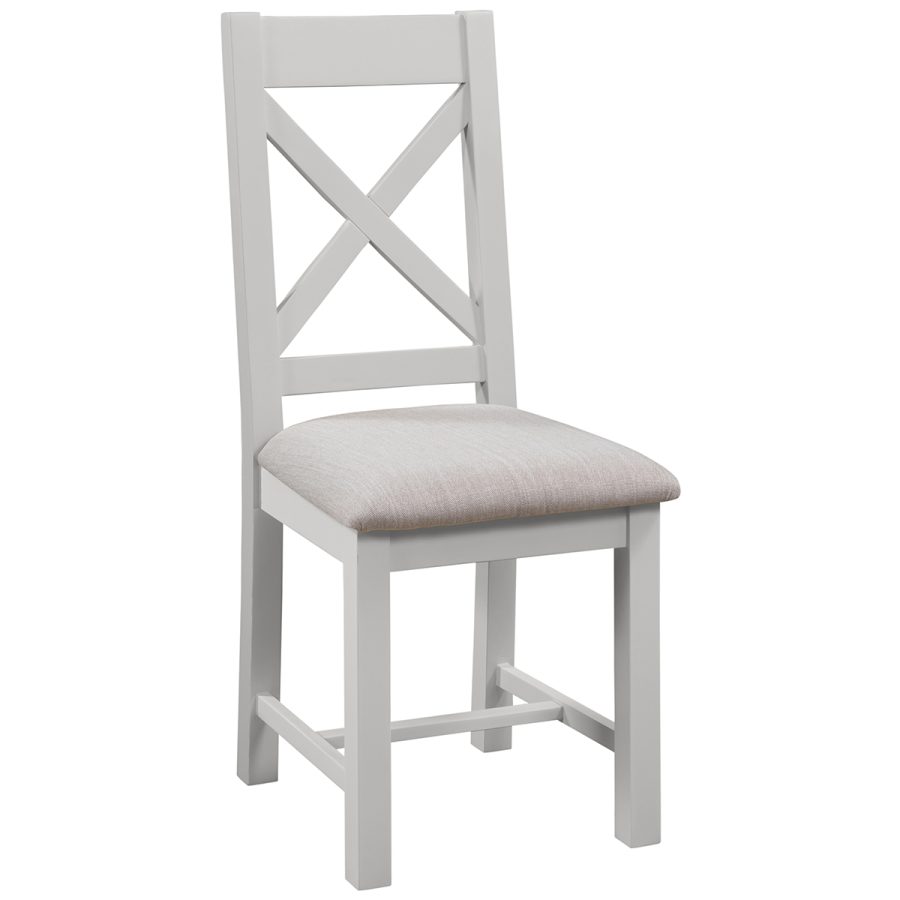 Dawn Cross Back Chair With Fabric Seat in Moon Grey