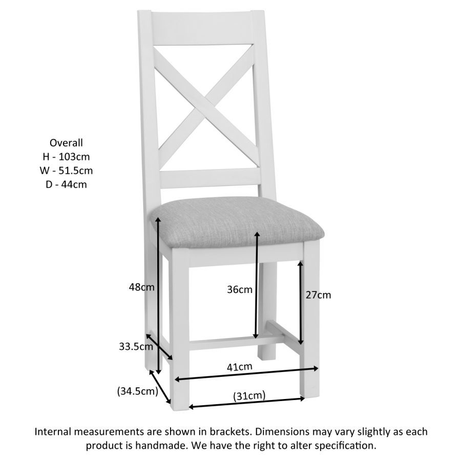 Dawn Cross Back Chair With Fabric Seat in White - Image 2