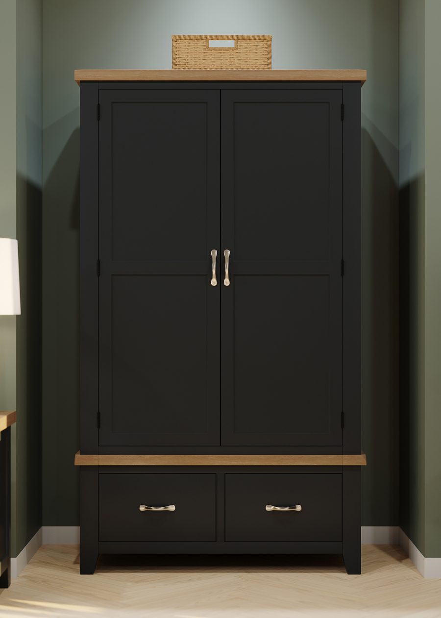 Winona Double Wardrobe With 2 Drawers in Raven - Image 6
