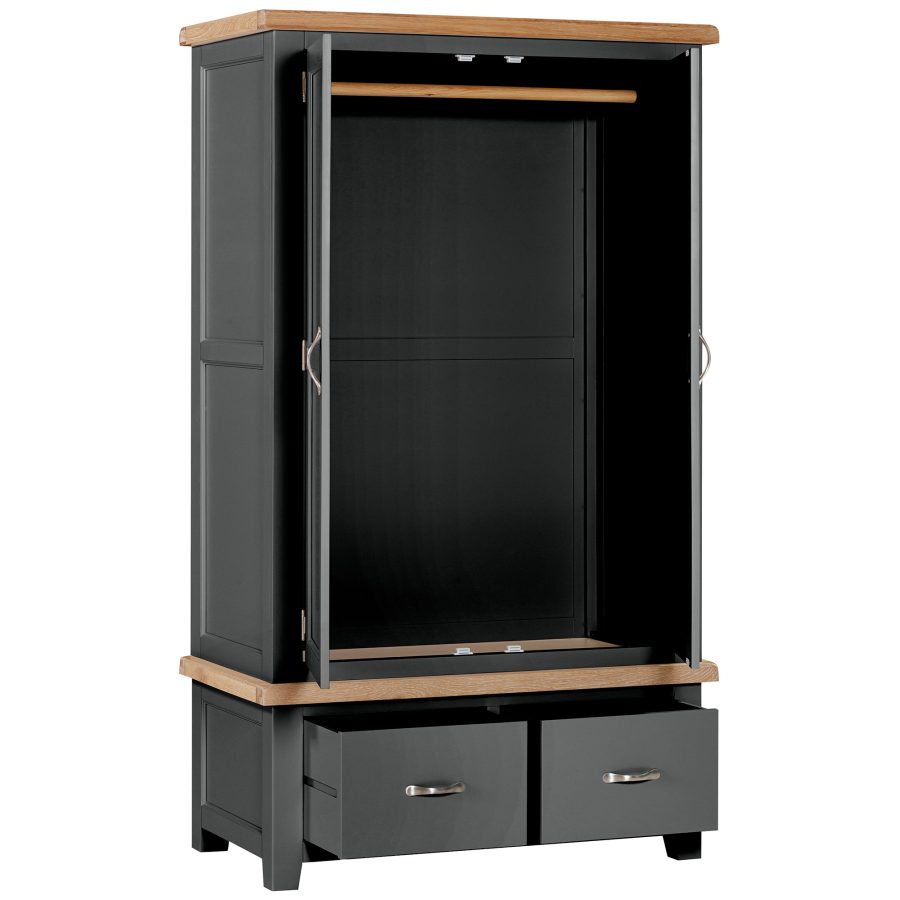 Winona Double Wardrobe With 2 Drawers in Raven - Image 2