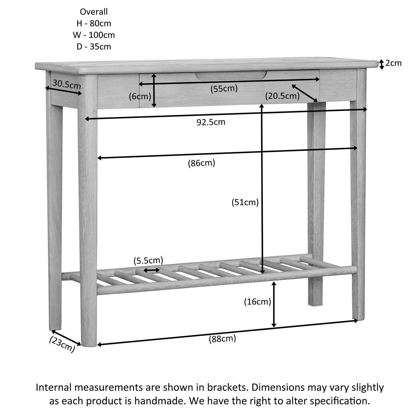 Bella Console Table With 1 Drawer - Image 7