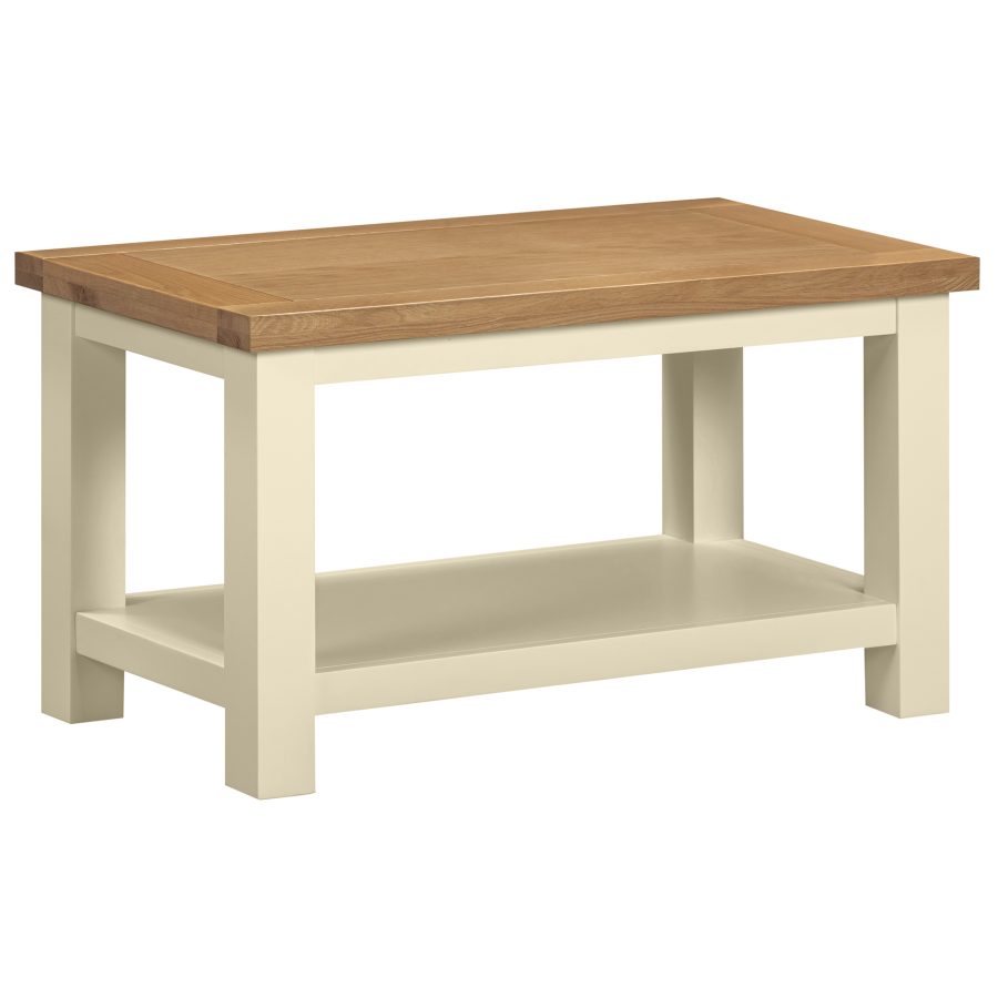 Dawn Small Coffee Table With Shelf in Ivory (DPT069)