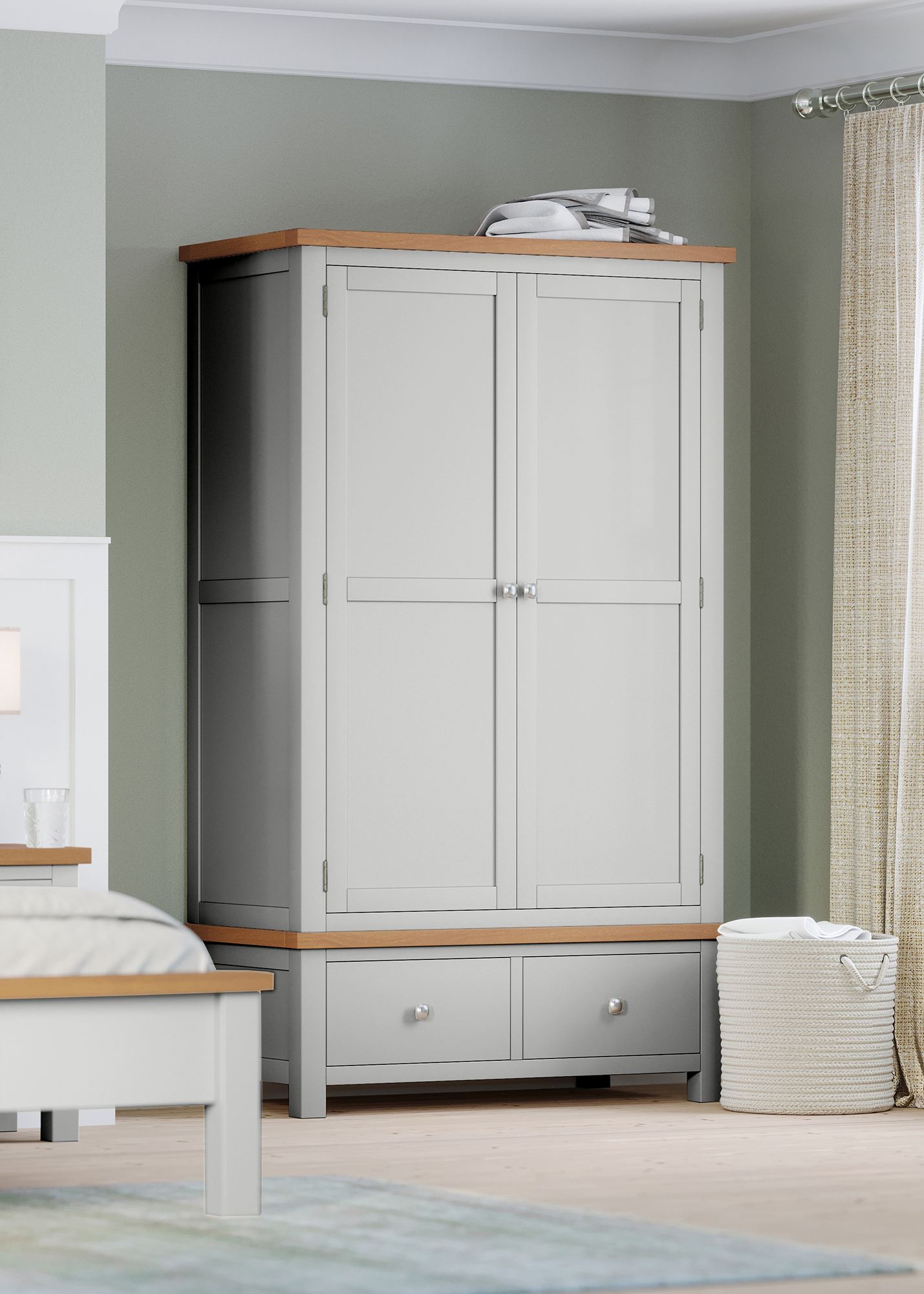Dawn Double Wardrobe With 2 Drawers in Moon Grey - Image 5