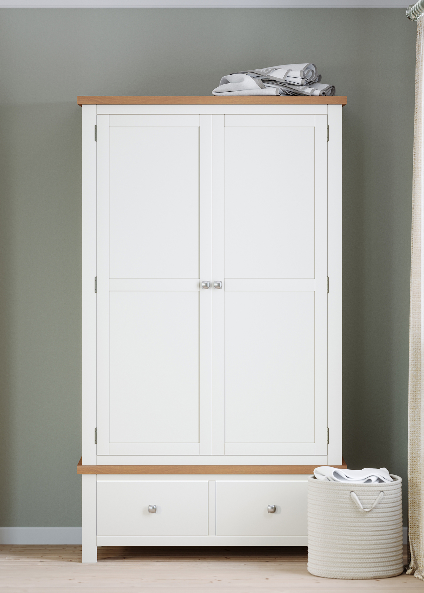 Dawn Double Wardrobe With 2 Drawers in White - Image 5