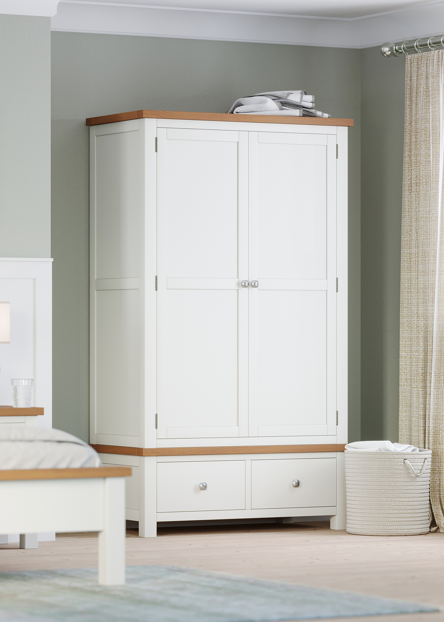 Dawn Double Wardrobe With 2 Drawers in White - Image 4