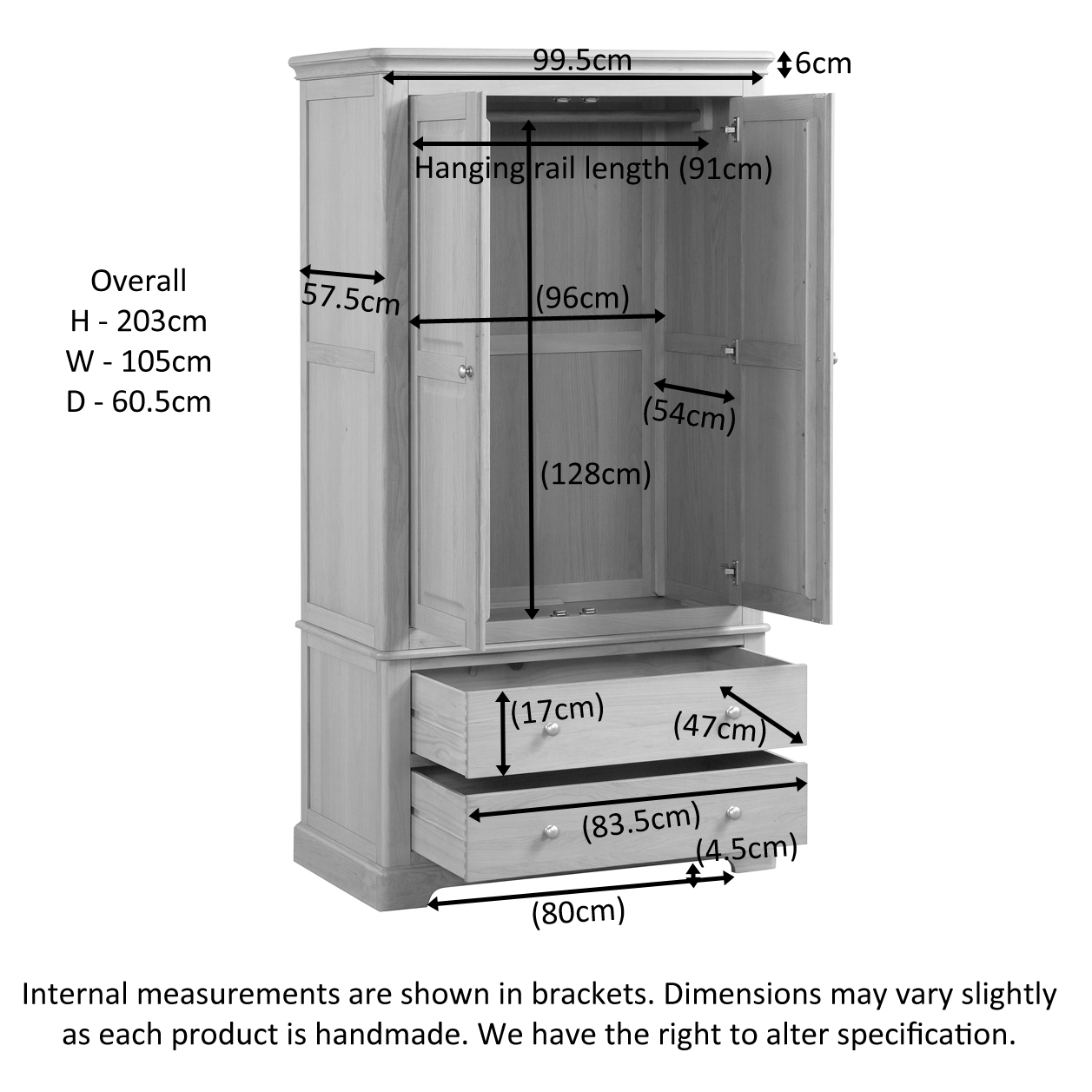 Layla Double Wardrobe with Drawers - Image 5