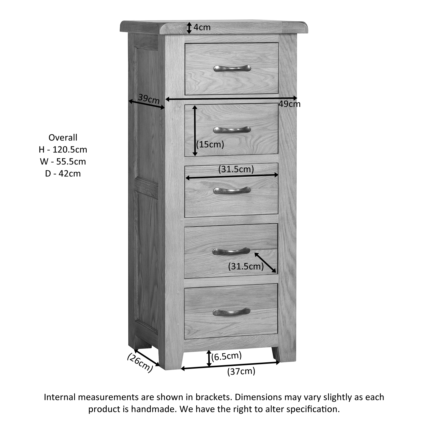 Sofie 5 Drawer Tall Chest - Image 6