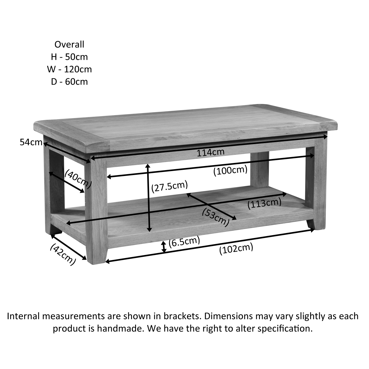 Sofie Large Coffee Table with Shelf - Image 6