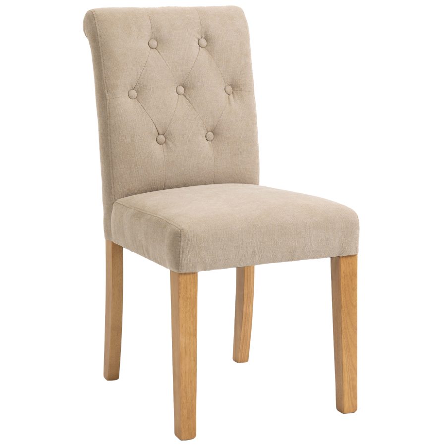 Sacha Button-backed Dining Chair - Sand